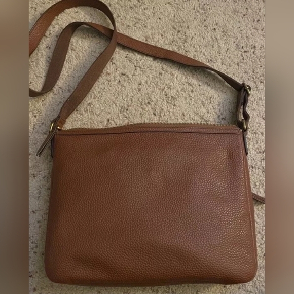 Fossil Elise Brown Pebbeled Leather Crossbody Bag Purse Clean! - Picture 3 of 7